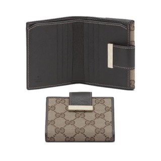 Brun Gucci Volet Français Porte-Monnaie Avec Le Détail la Nouvelle Collection